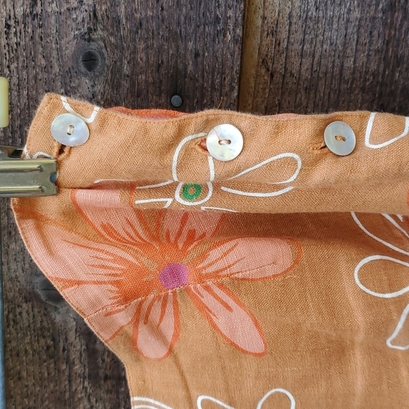 Vintage Linen Flower Power 2pc set Medium top and pants - Picture 3 of 5